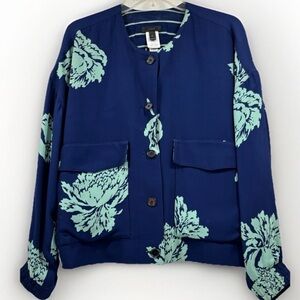 J. Crew‎ Jacket Womens Size 10 Blue Teal Flowers Absolutely Stunning